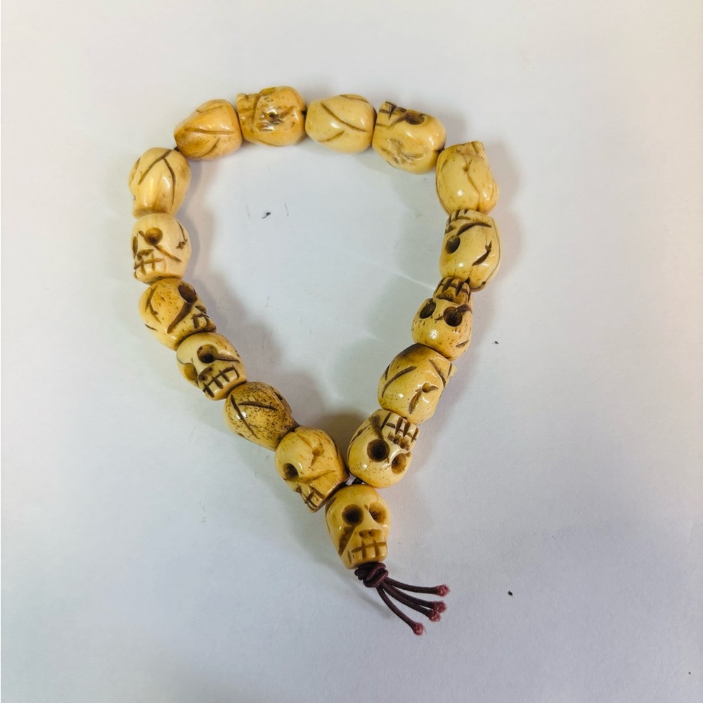 Skull Bead Bracelet - Tan